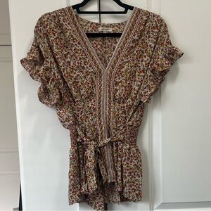 Max Studio Multicolor Floral Ruffle Blouse